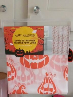 Happy Halloween Glow-in-the-Dark Pumpkin Shower Curtain Liner - Orange